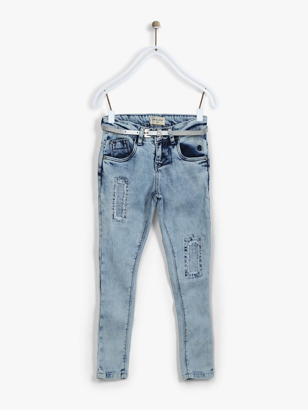 

Gini and Jony Girls Blue Slim Fit High-Rise Highly Distressed Jeans