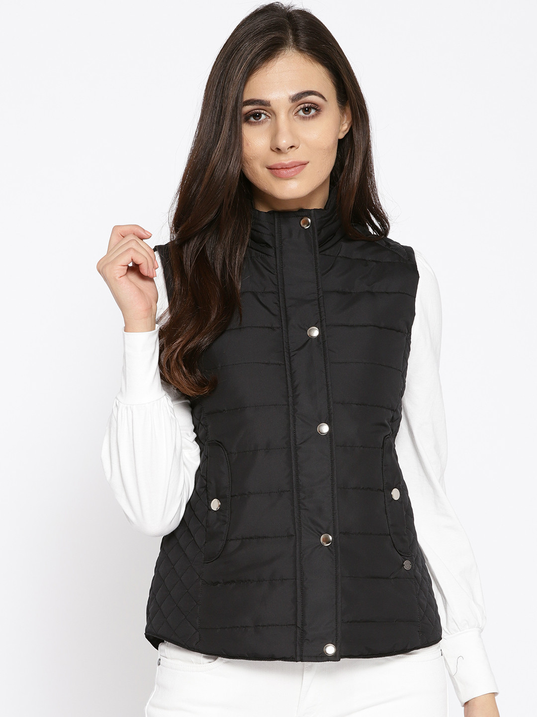

U.S. Polo Assn. Women Black Solid Quilted Jacket