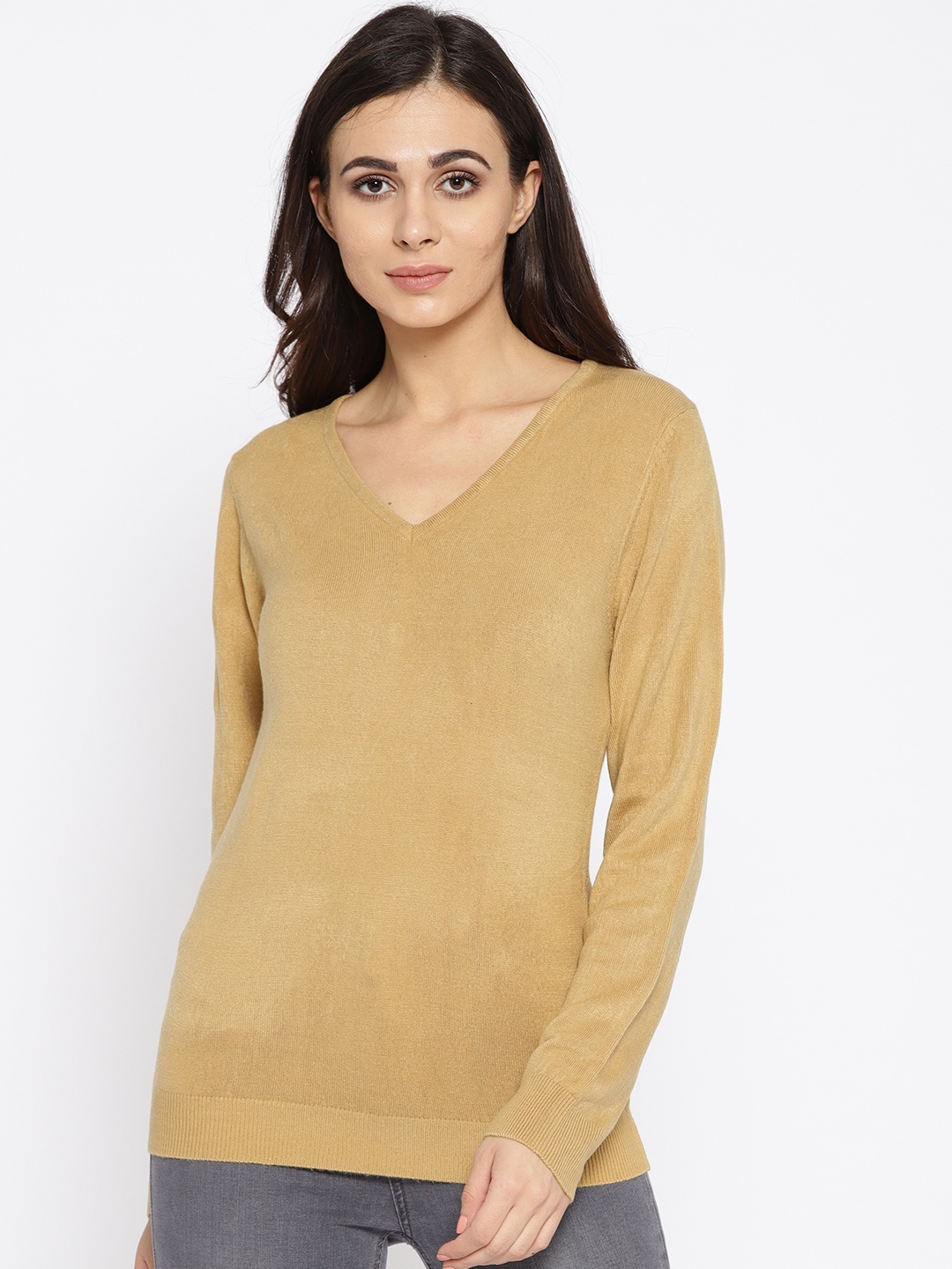 

U.S. Polo Assn. Women Beige Solid Pullover