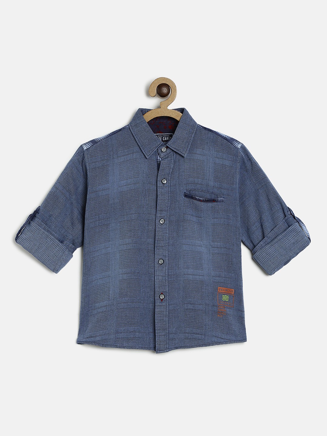 

Monte Carlo Boys Blue Regular Fit Self Design Casual Shirt