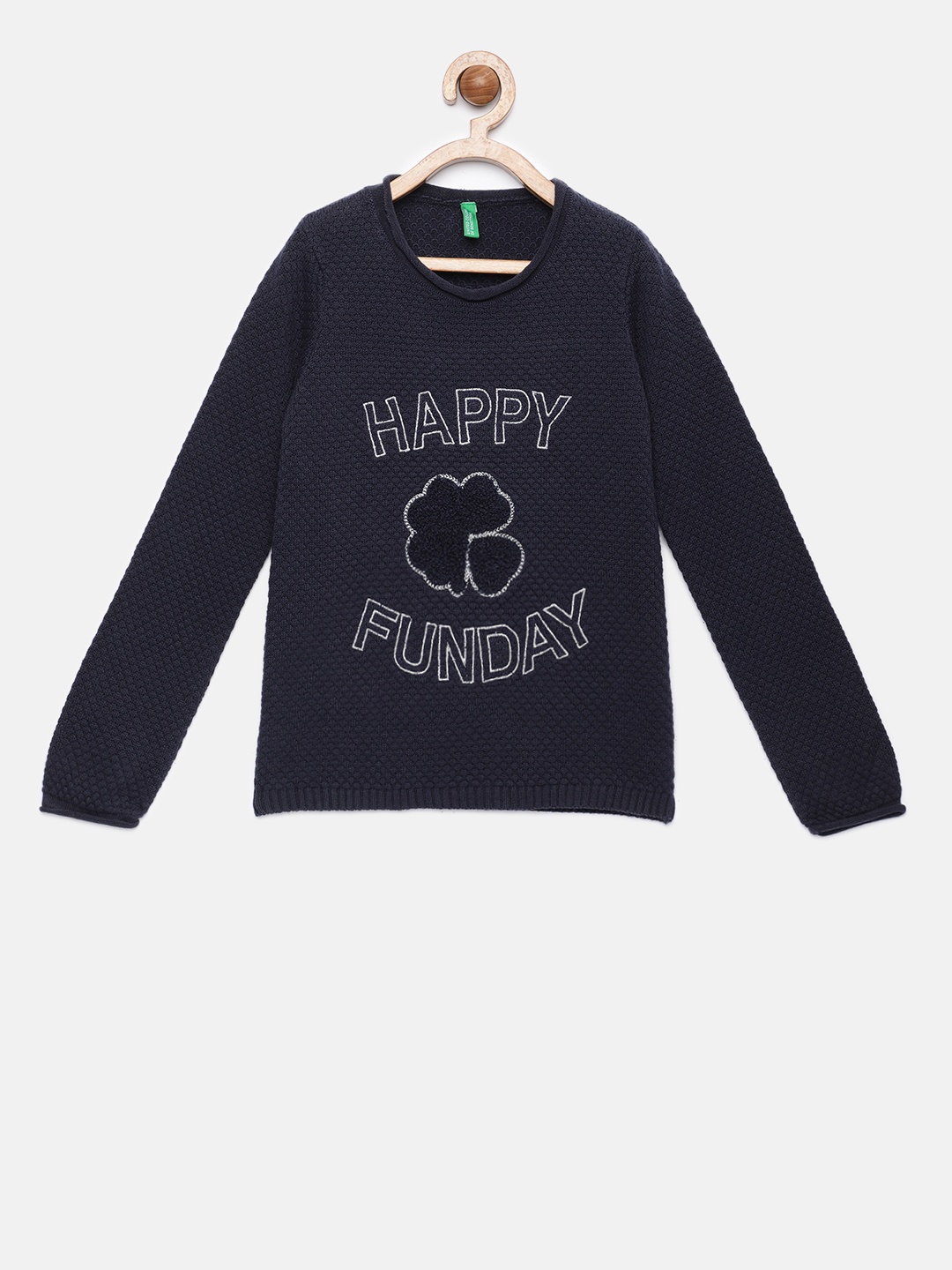 

United Colors of Benetton Girls Navy Blue Printed Pullover