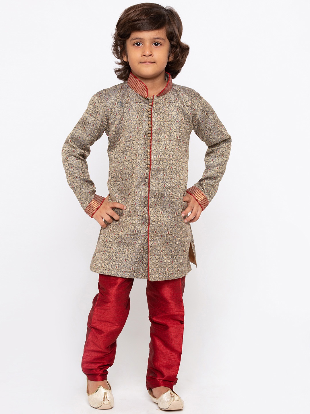 

JBN Creation Boys Solid Sherwani, Grey