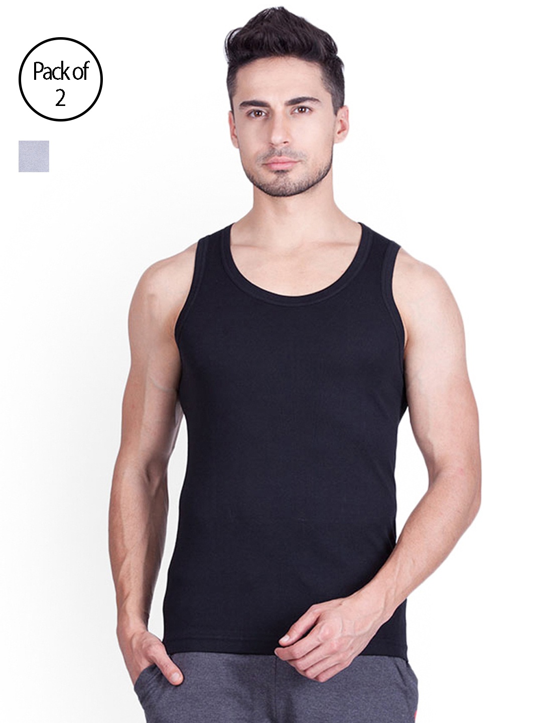 

ONN Men Pack of 2 Innerwear Vests NB131, Grey