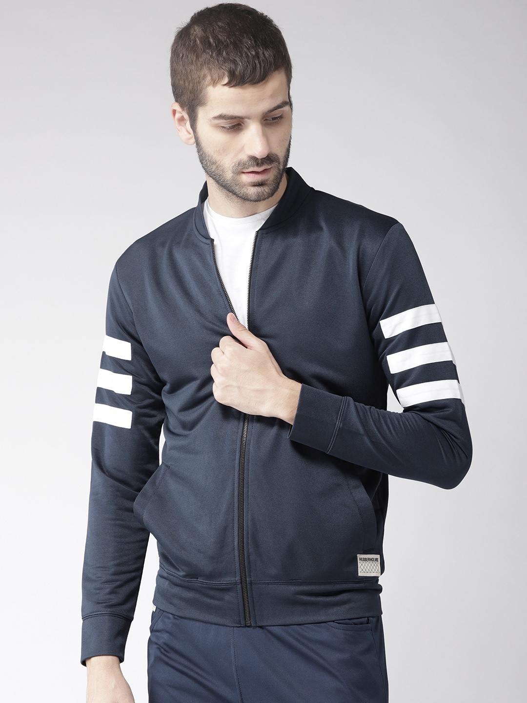 

Hubberholme Men Navy Blue Solid Sporty Jacket