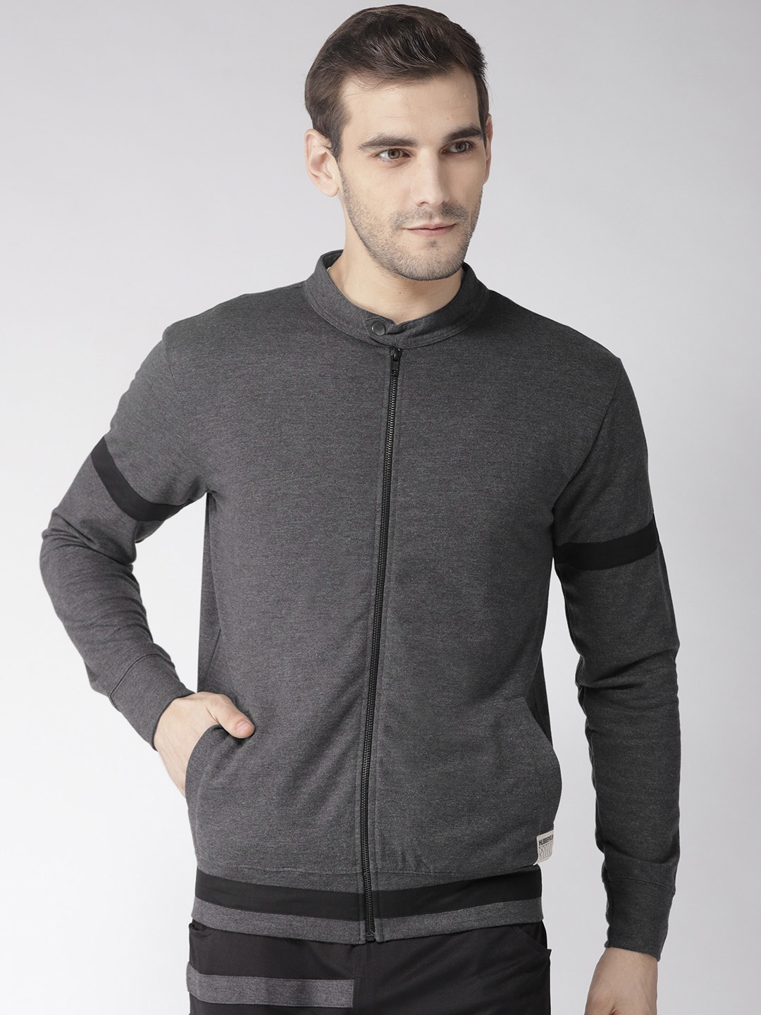 

Hubberholme Men Charcoal Grey Solid Sweatshirt