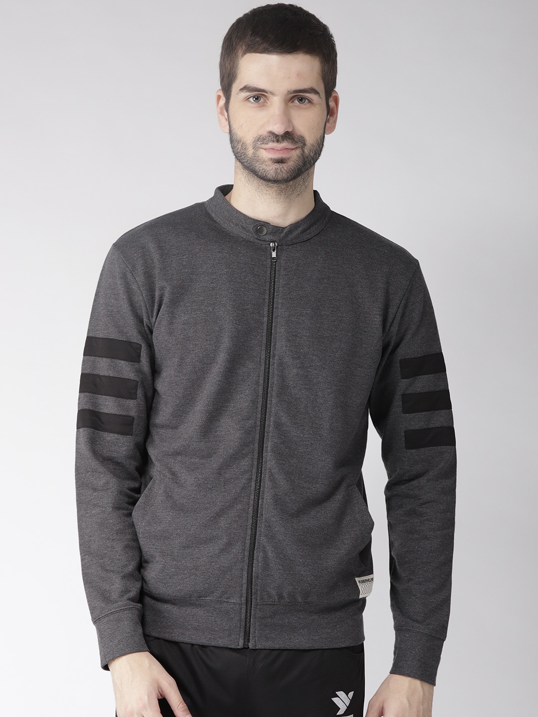 

Hubberholme Men Charcoal Grey Solid Sweatshirt