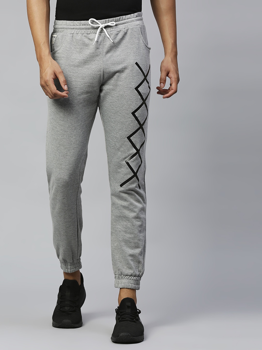 

Hubberholme Men Grey Melange Solid Slim Fit Joggers