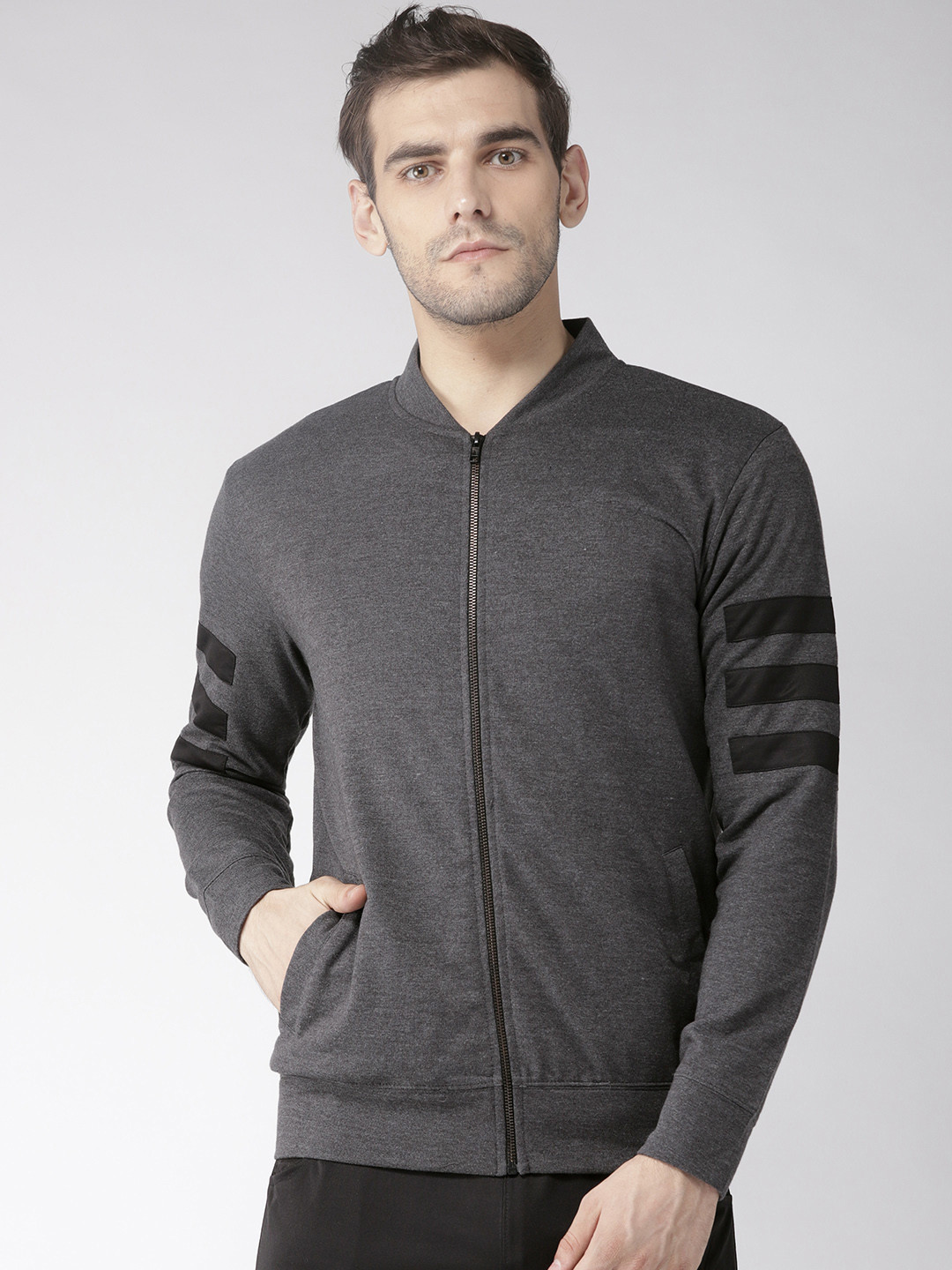 

Hubberholme Men Charcoal Grey Solid Sweatshirt