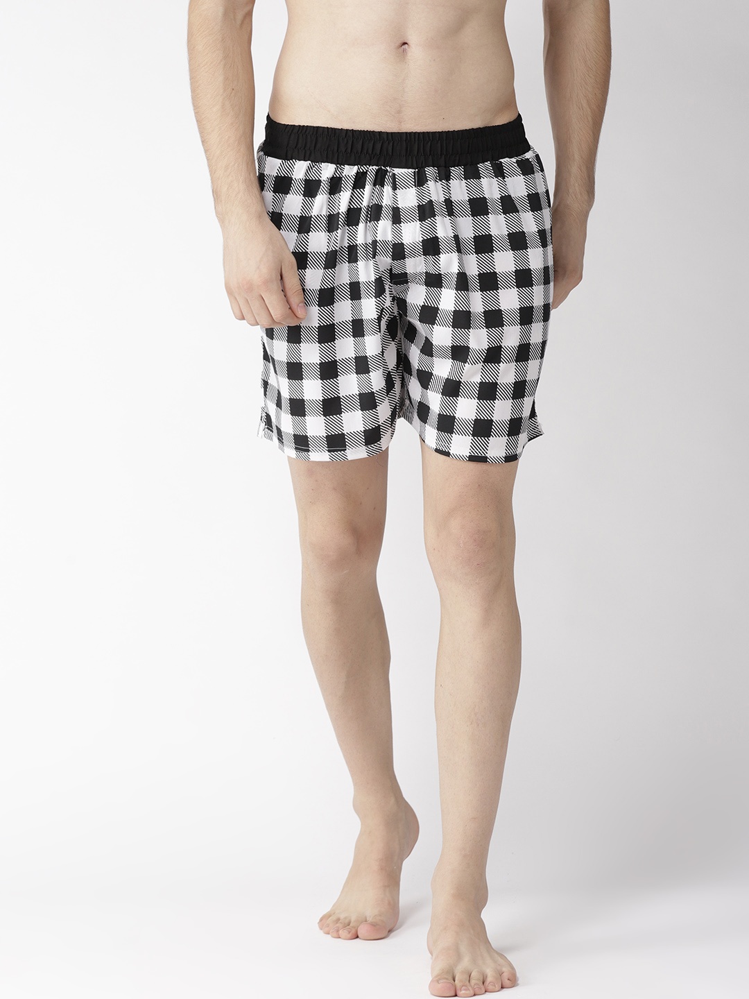 

Hubberholme Men Mid-Rise Checked Boxers 1118, Black