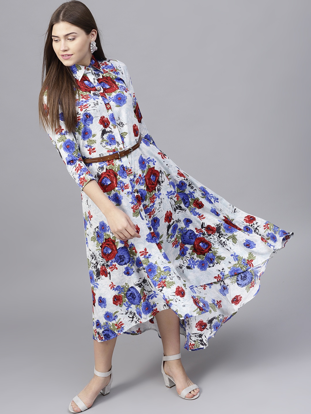 

Athena Women Blue Printed Maxi Dress