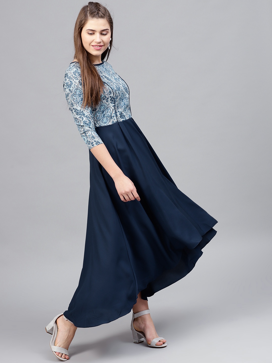 

Athena Women Navy Blue Printed Maxi Dress