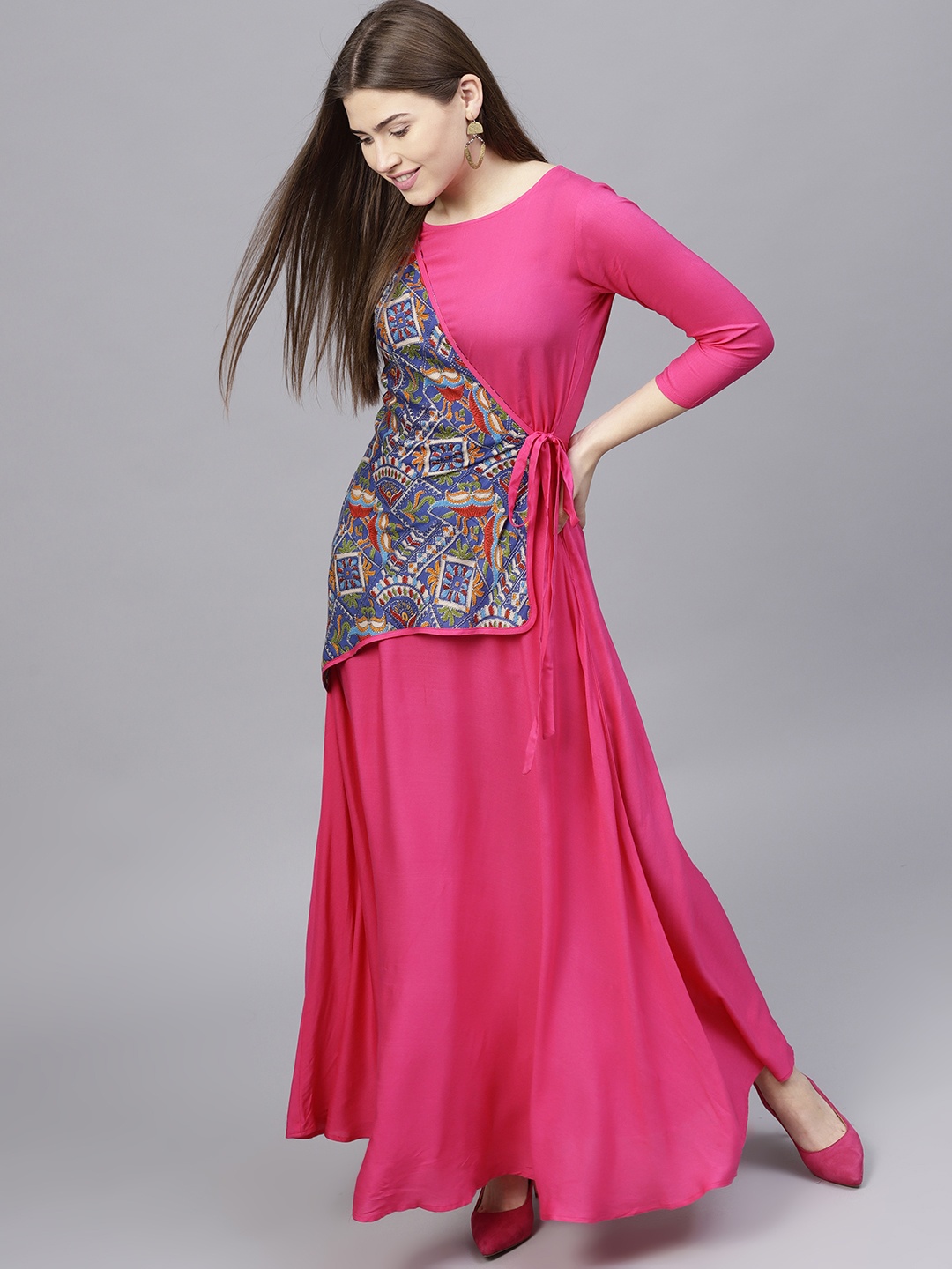 

Athena Women Pink Solid Maxi Dress