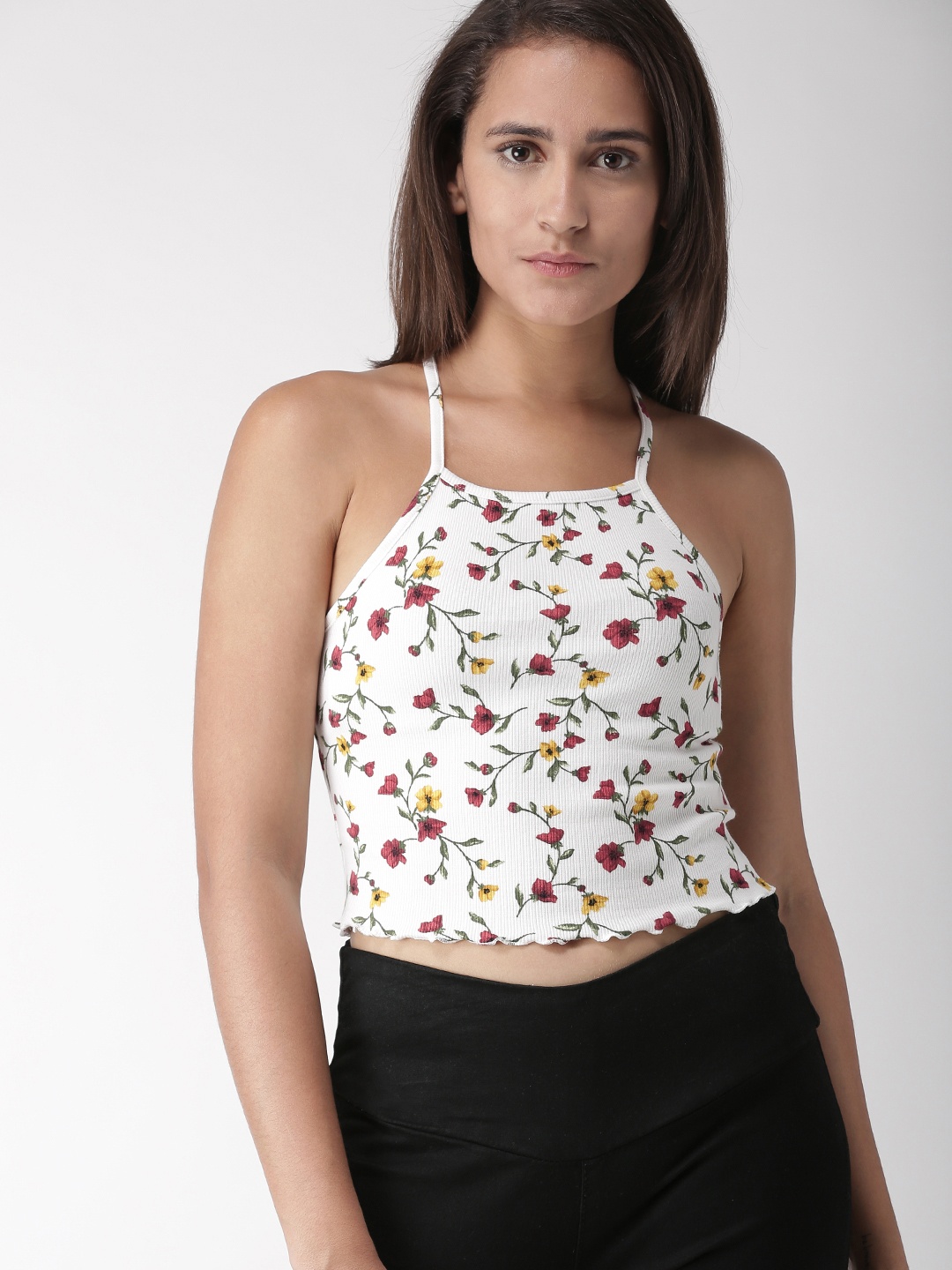 

FOREVER 21 Women Off-White Floral Printed Top