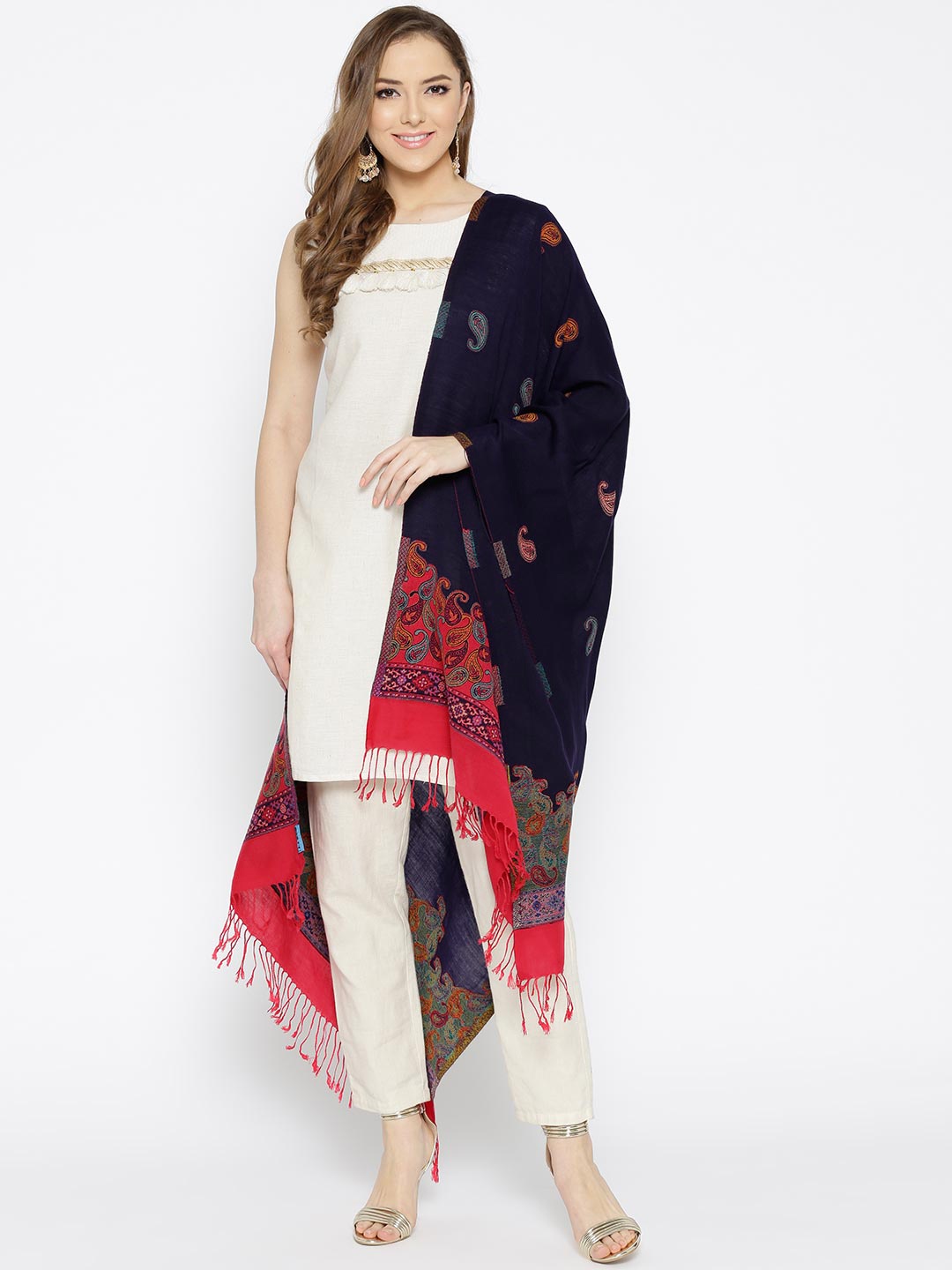 

HK colours of fashion Women Purple & Pink Woven Design Stole