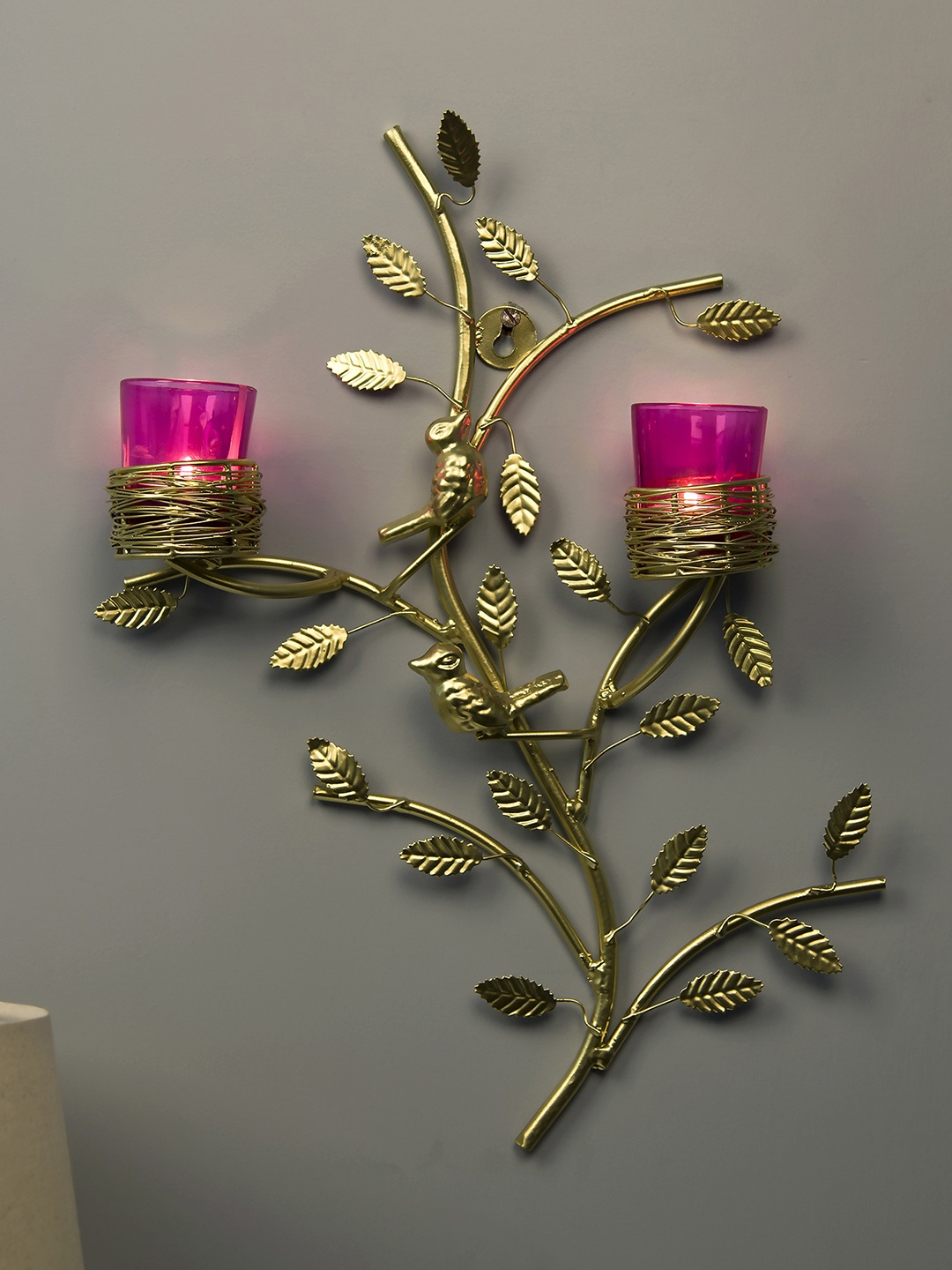 

Homesake Pink & Gold-Toned Hand-Crafted Tree-Shaped Candle Holders