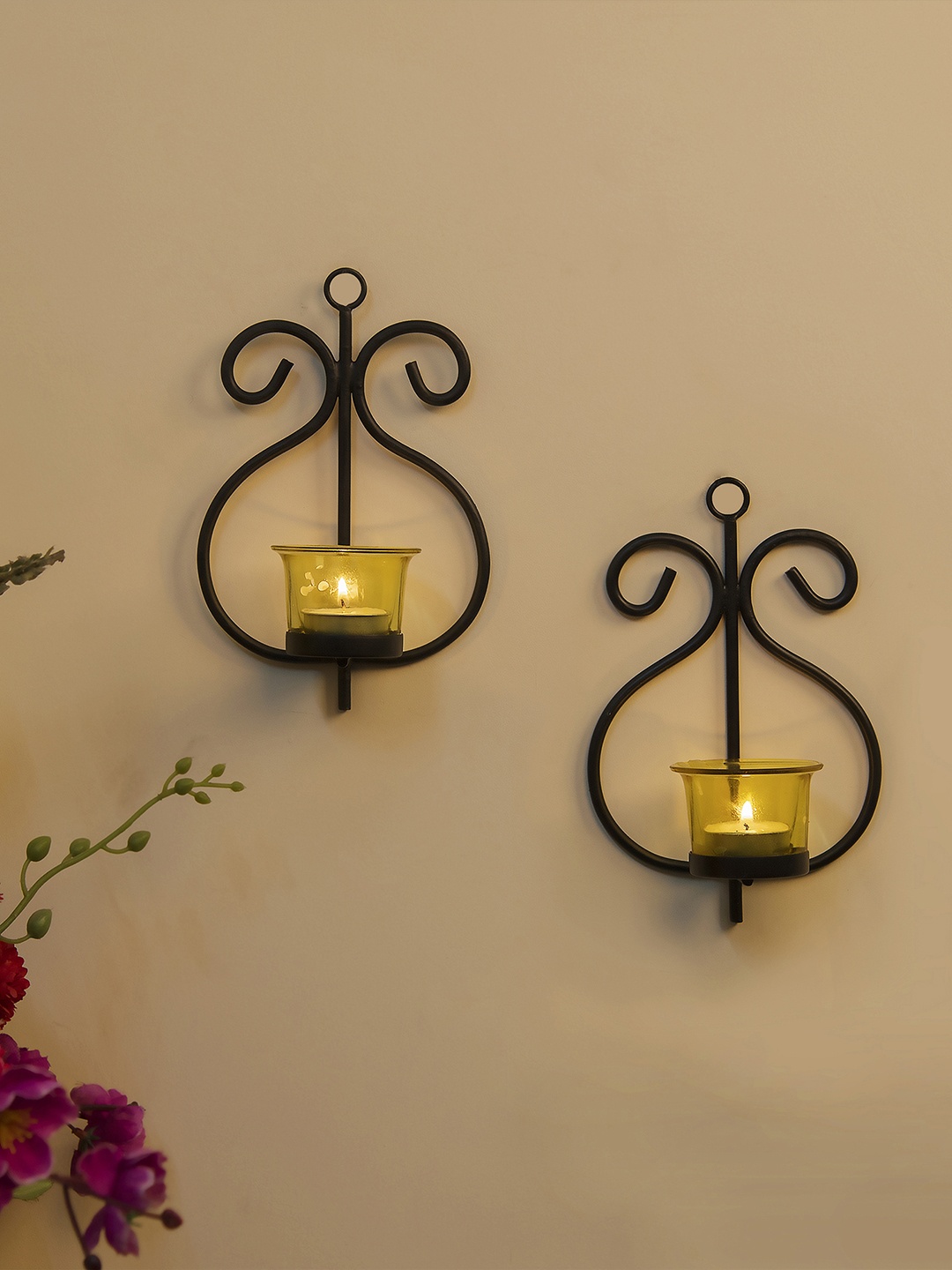 

Homesake Yellow & Black Set Of 2 Candle Holders