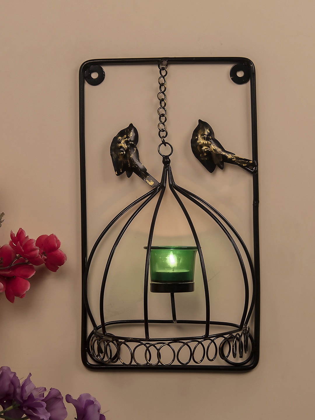 

Homesake Green & Black Cage-Shaped Candle Holder