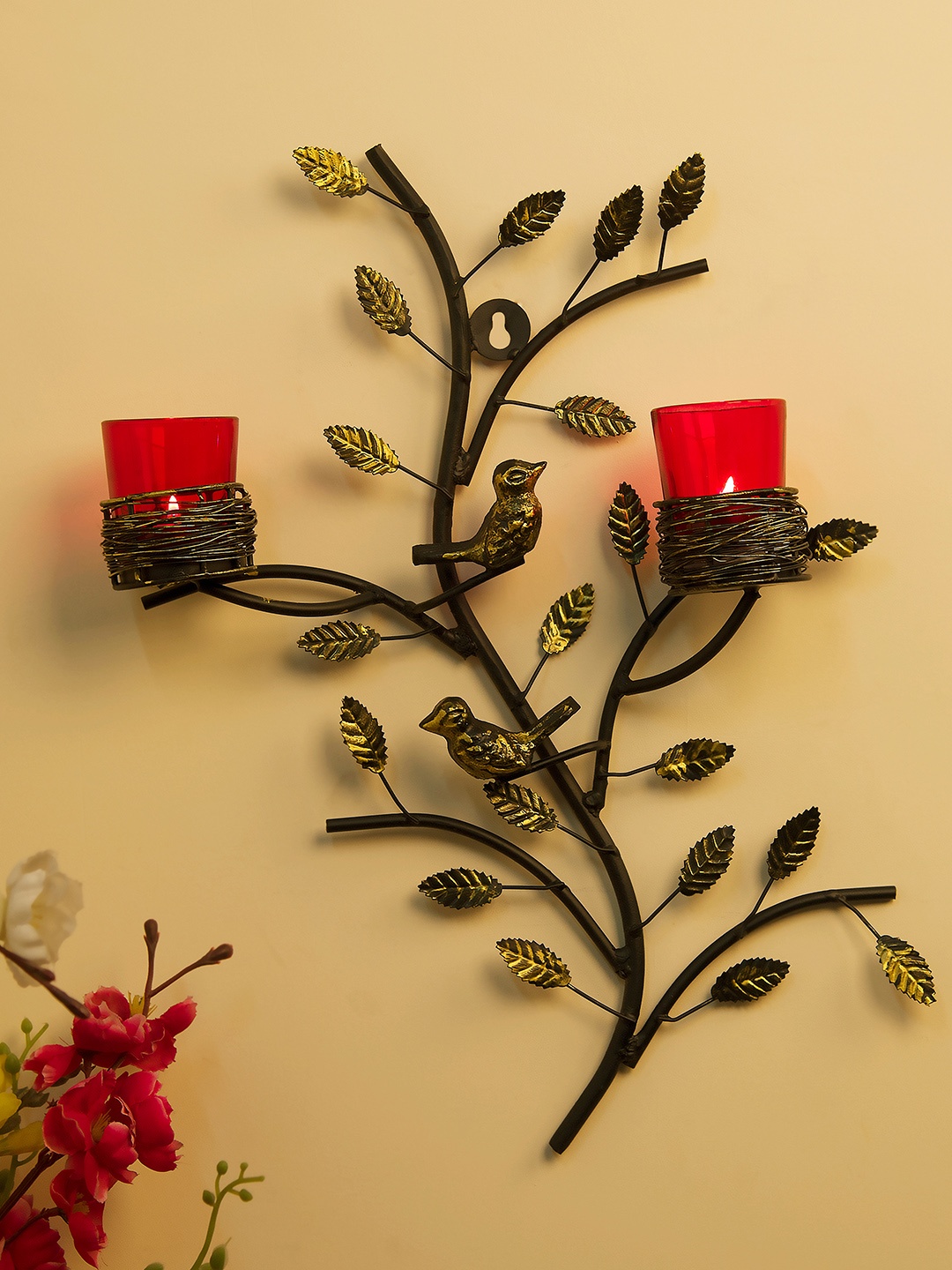 

Homesake Red & Gold-Toned Tree-Shaped Candle Holders