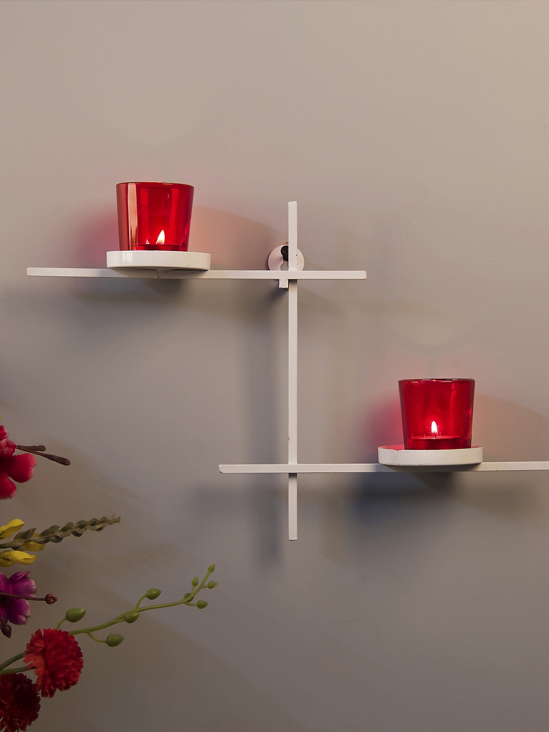 

Homesake Red Ladder-Shaped Candle Holder with 2 Cups