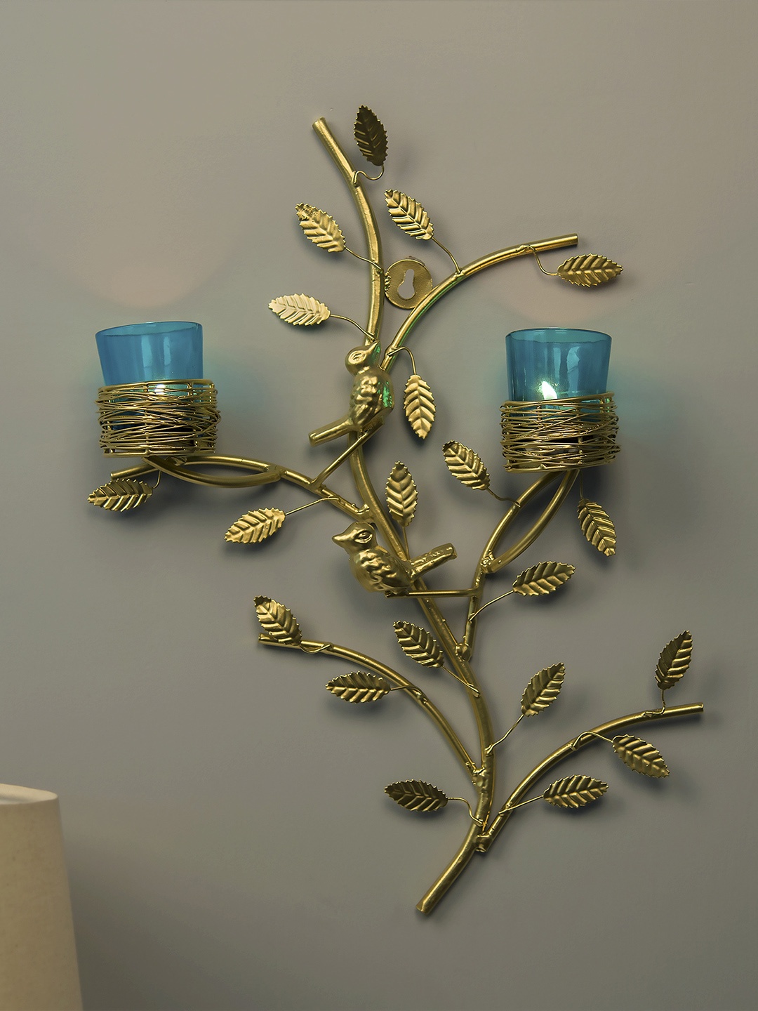 

Homesake Turquoise Blue & Gold-Toned Tree-Shaped Candle Holders