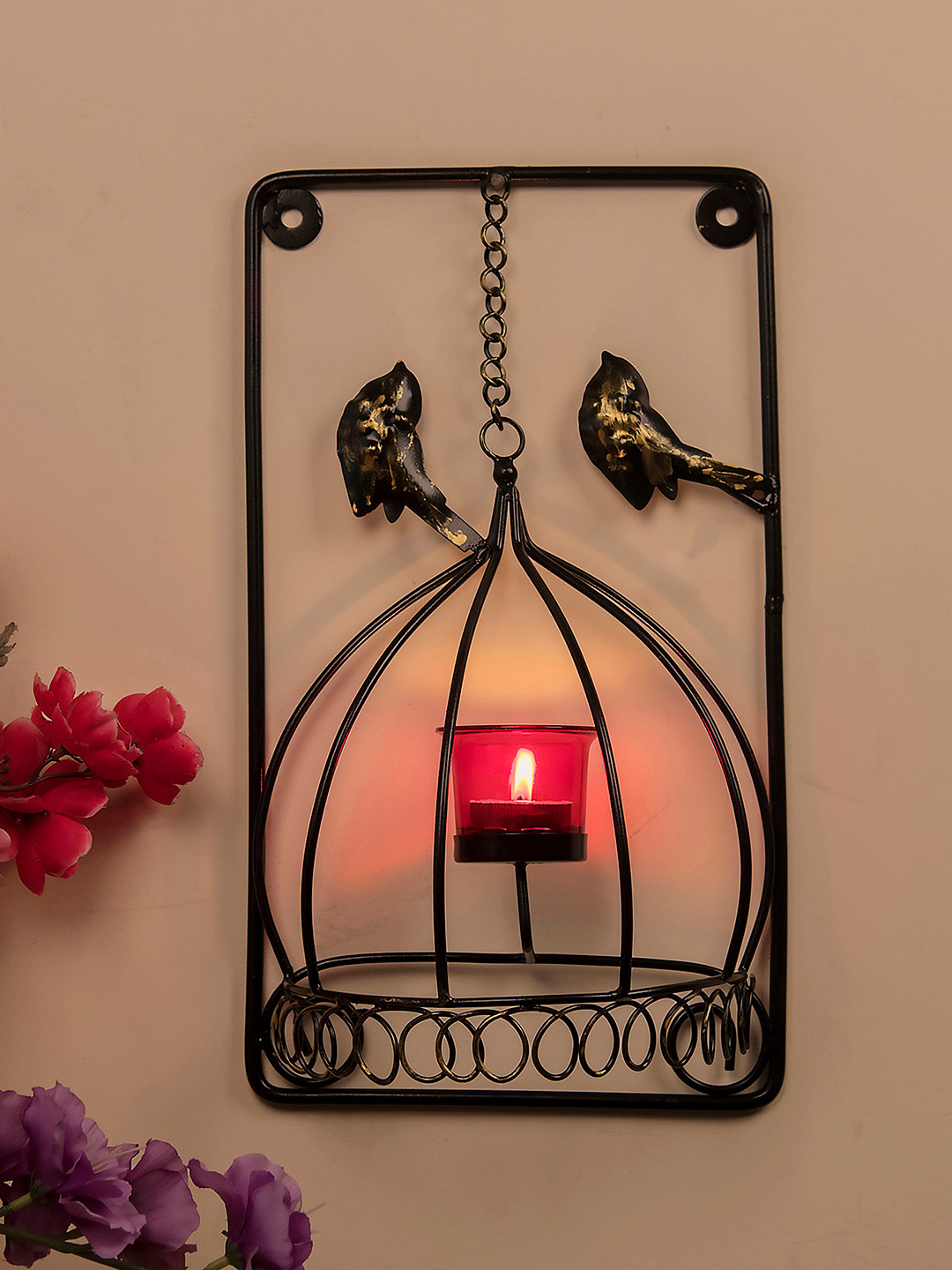 

Homesake Red & Black Cage-Shaped Candle Holder