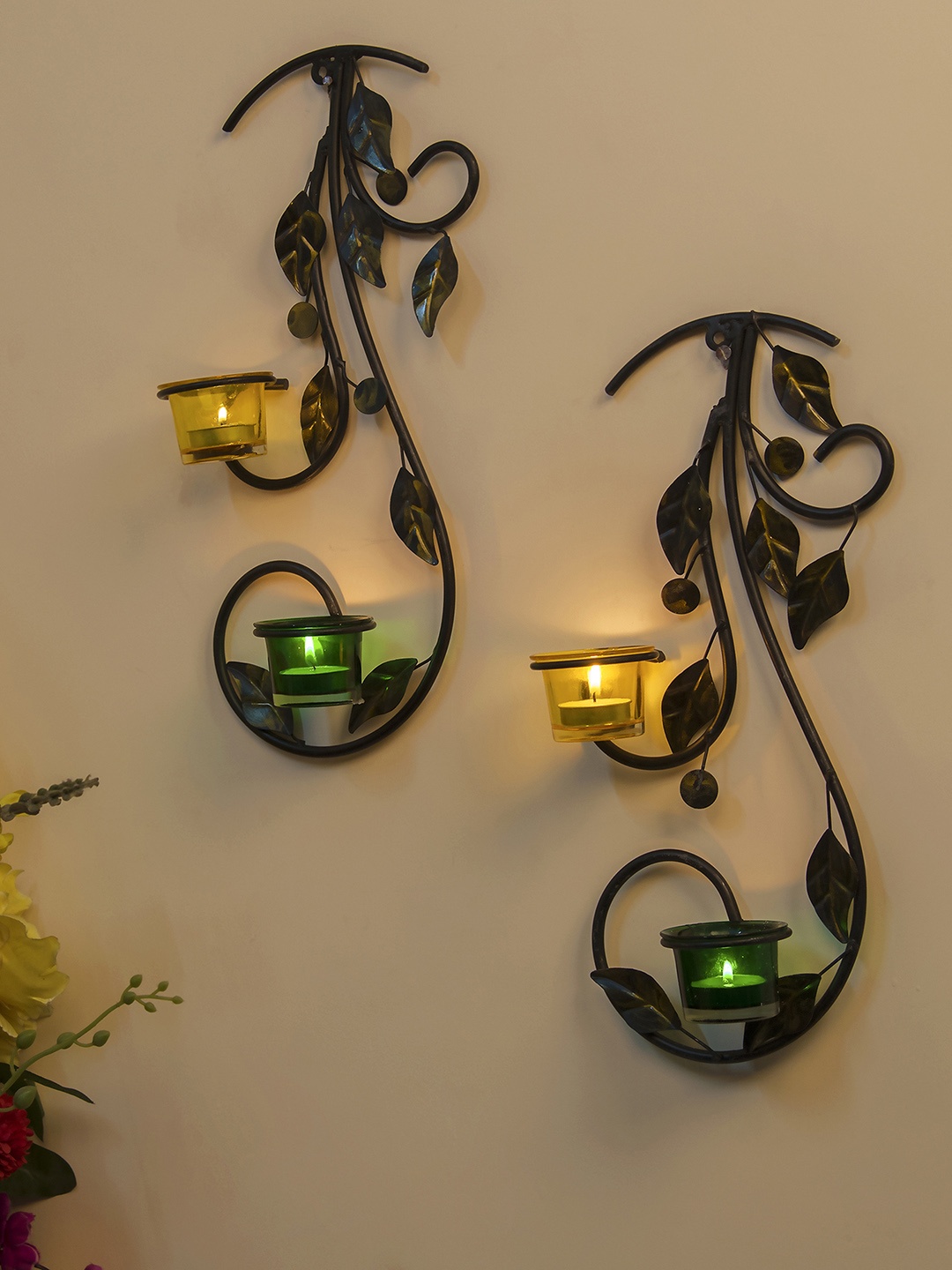 

Homesake Yellow & Green Tree-Shaped Candle Holder with 4 Cups