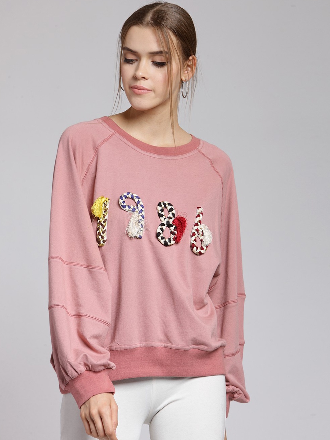 

plusS Women Pink Solid Sweatshirt