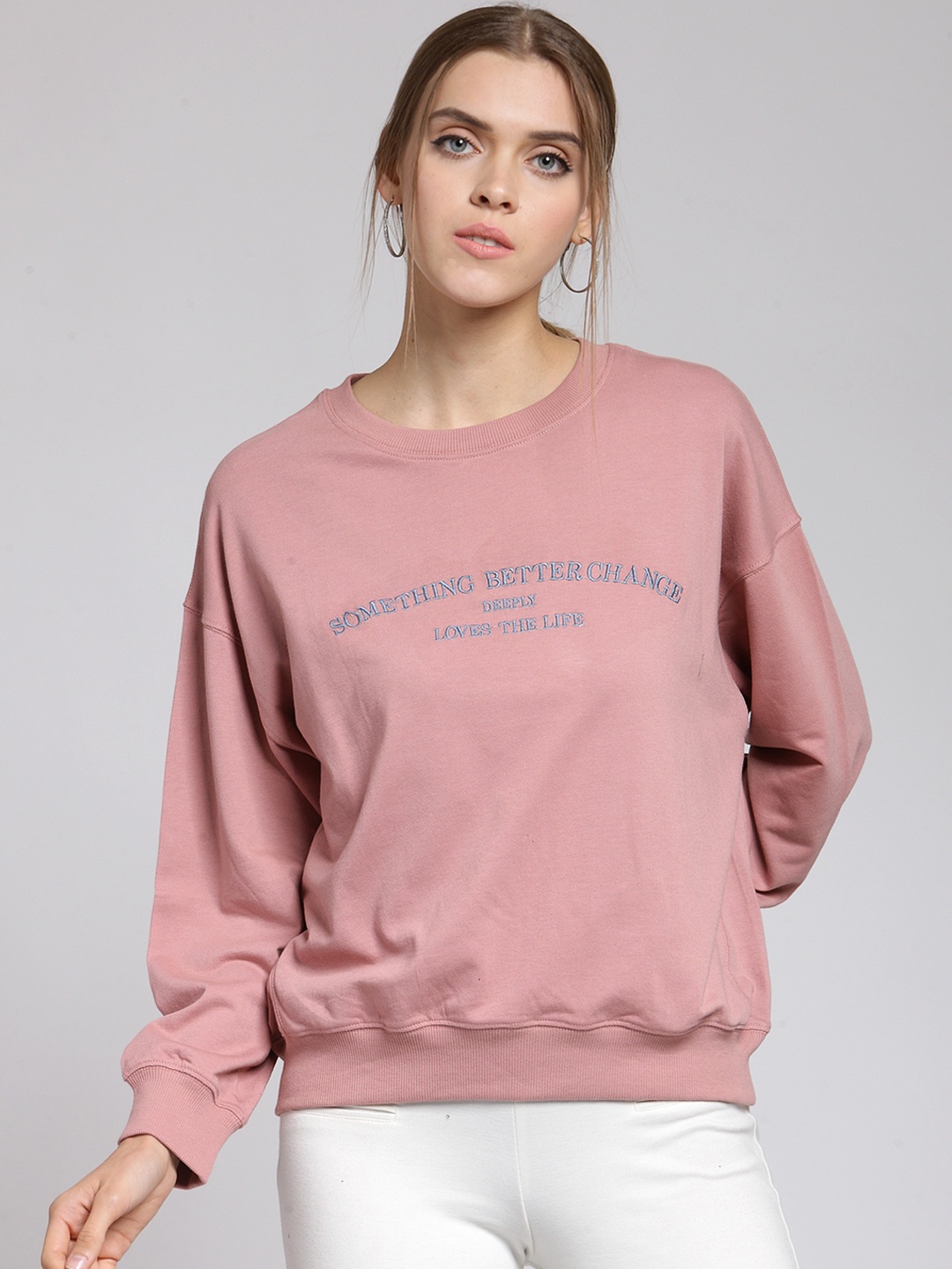 

plusS Women Rose Embroidered Sweatshirt