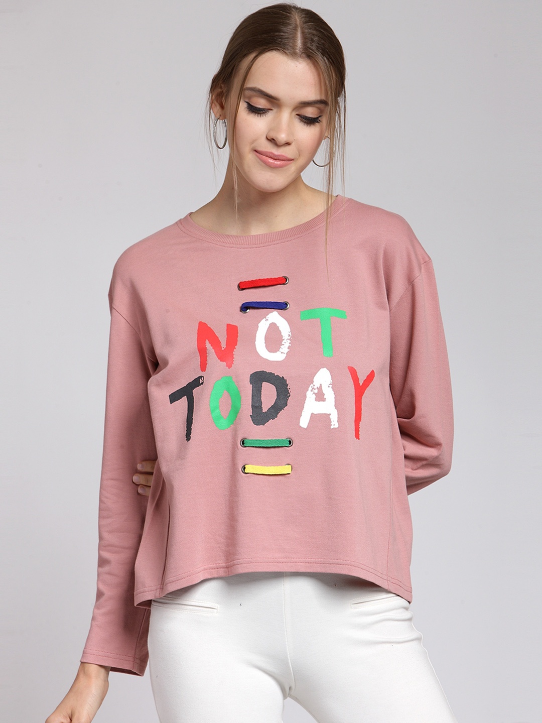 

plusS Women Pink Printed Sweatshirt