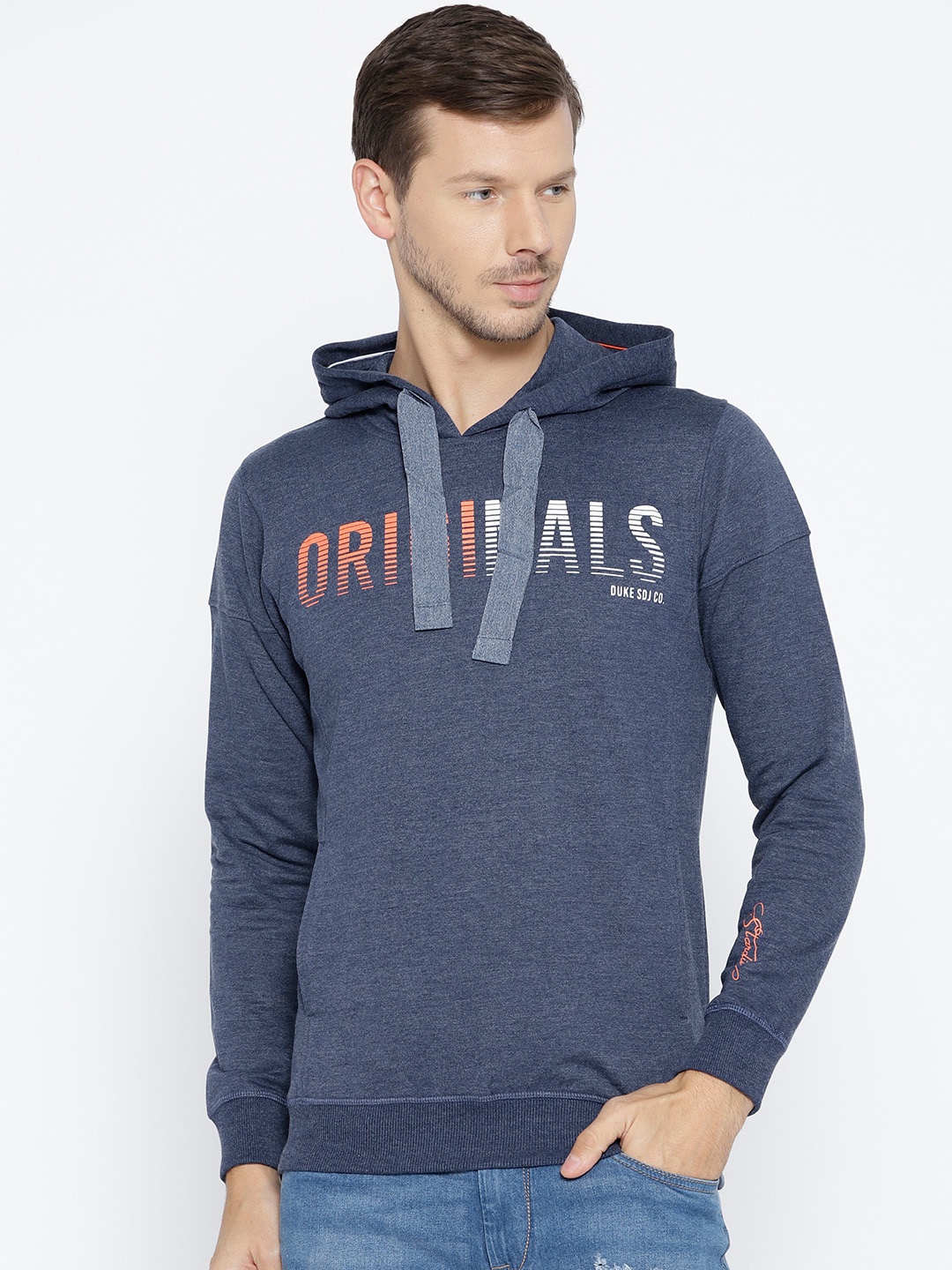 

Duke Stardust Men Blue Printed Hooded Sweatshirt