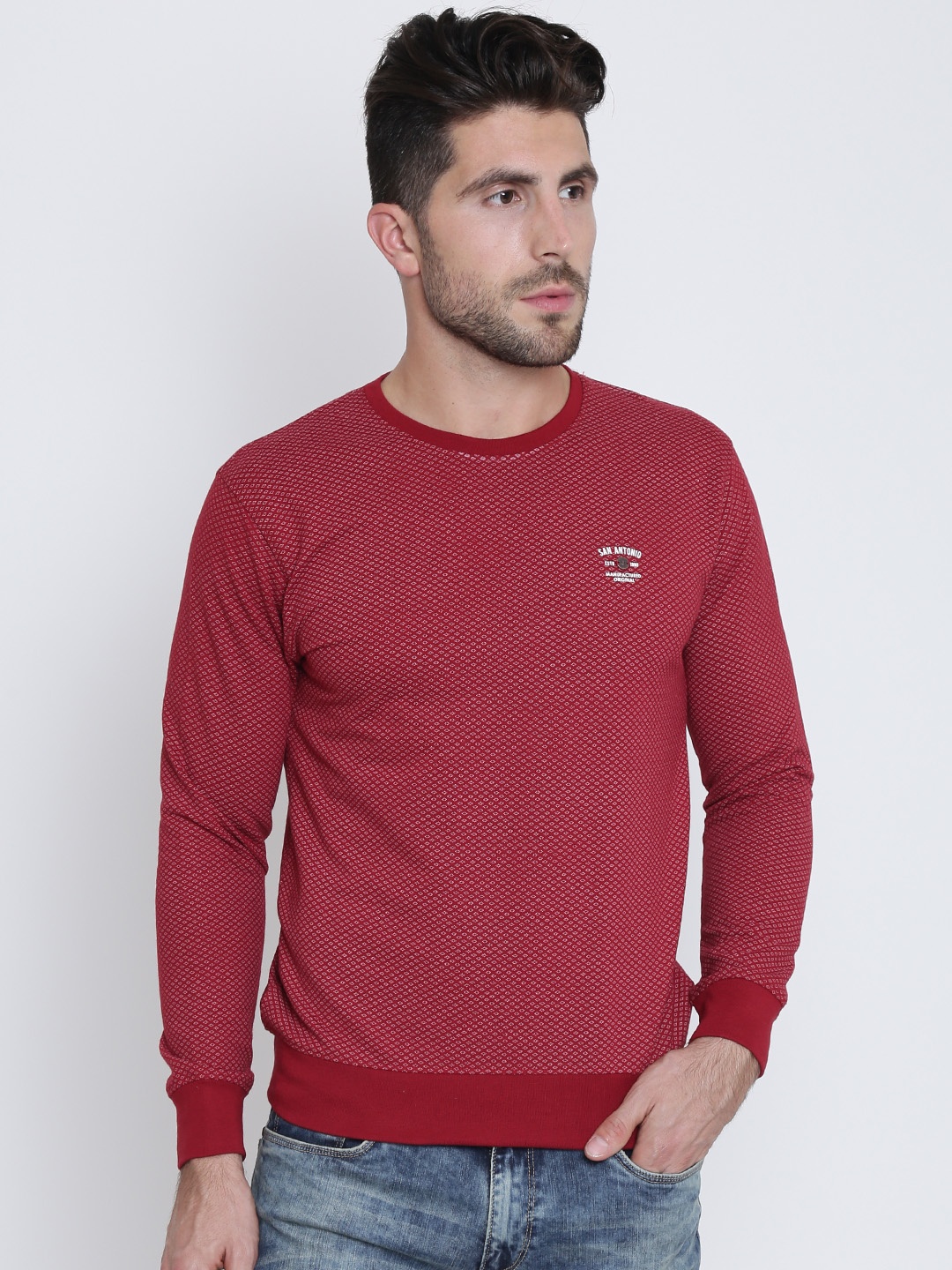 

Duke Stardust Men Red Printed Sweatshirt