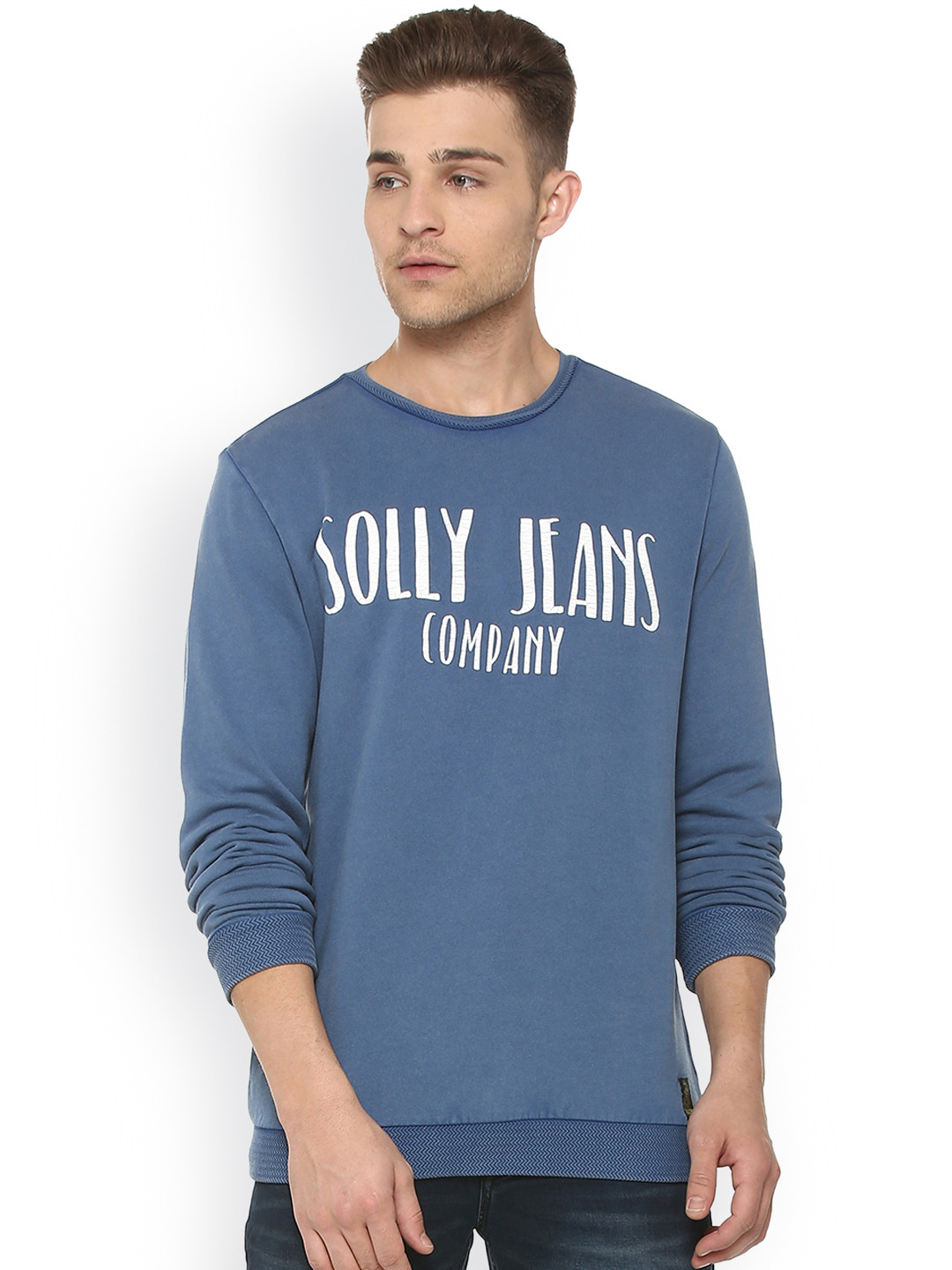 

Solly Jeans Co. Men Blue & White Printed Sweatshirt