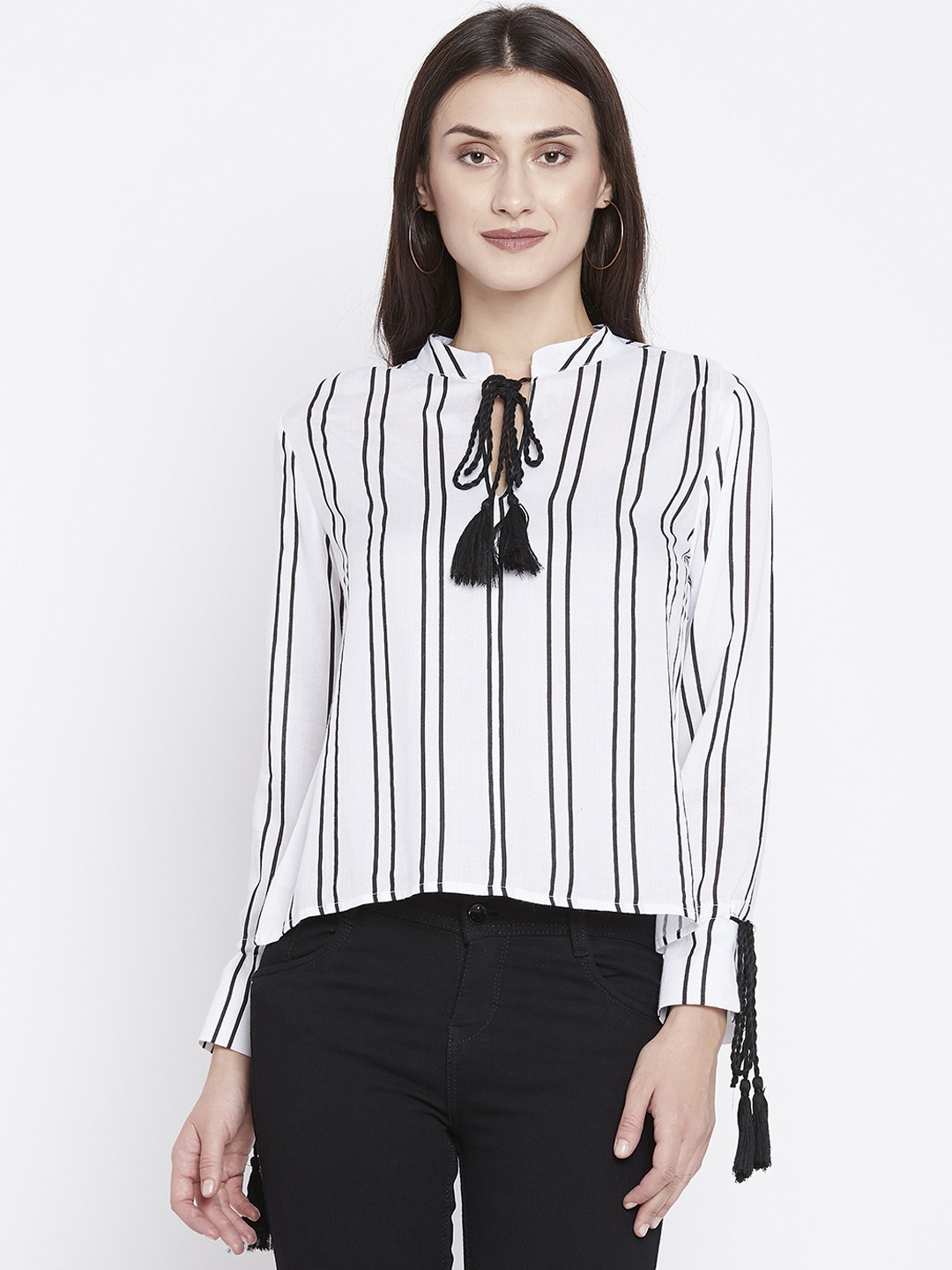 

Zastraa Women White Striped Top