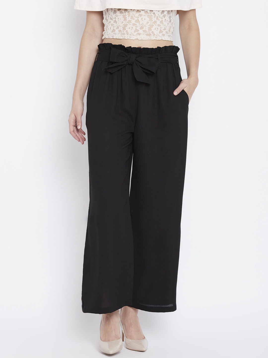 

Zastraa Women Black Parallel Trousers