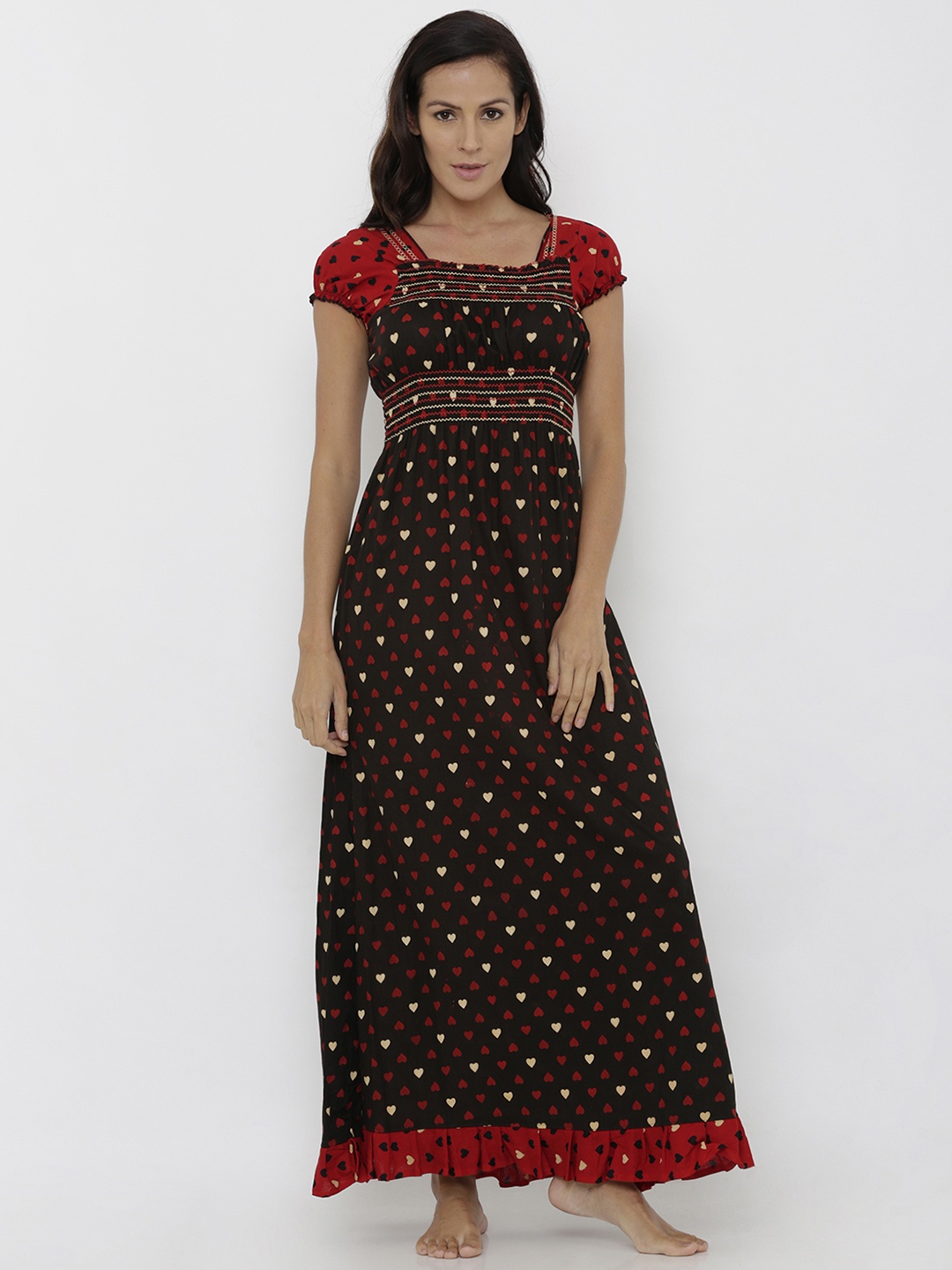 

Pretty Awesome Black Printed Nightdress