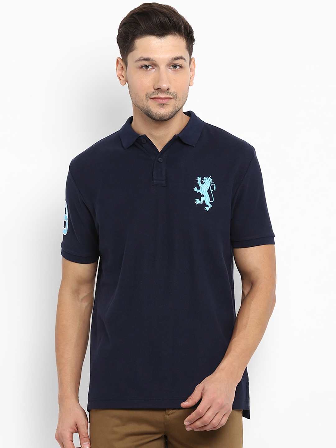 

Red Tape Men Navy Blue Printed Polo Collar T-shirt