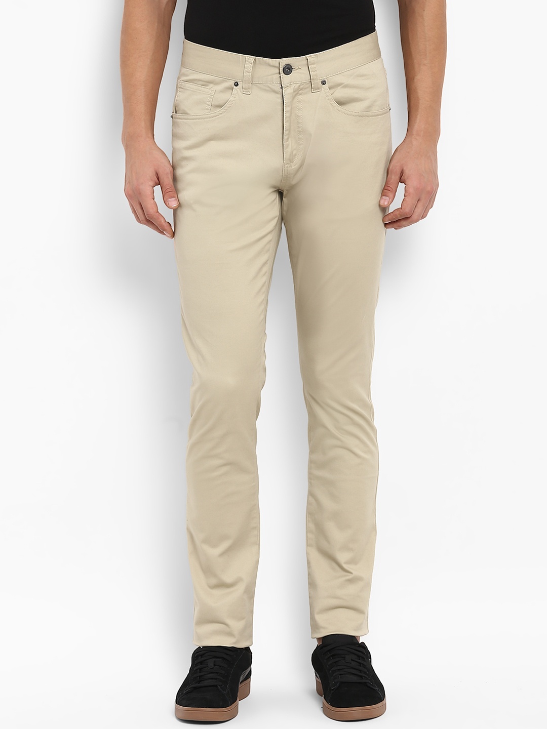 

Red Tape Men Beige Slim Fit Solid Regular Trousers
