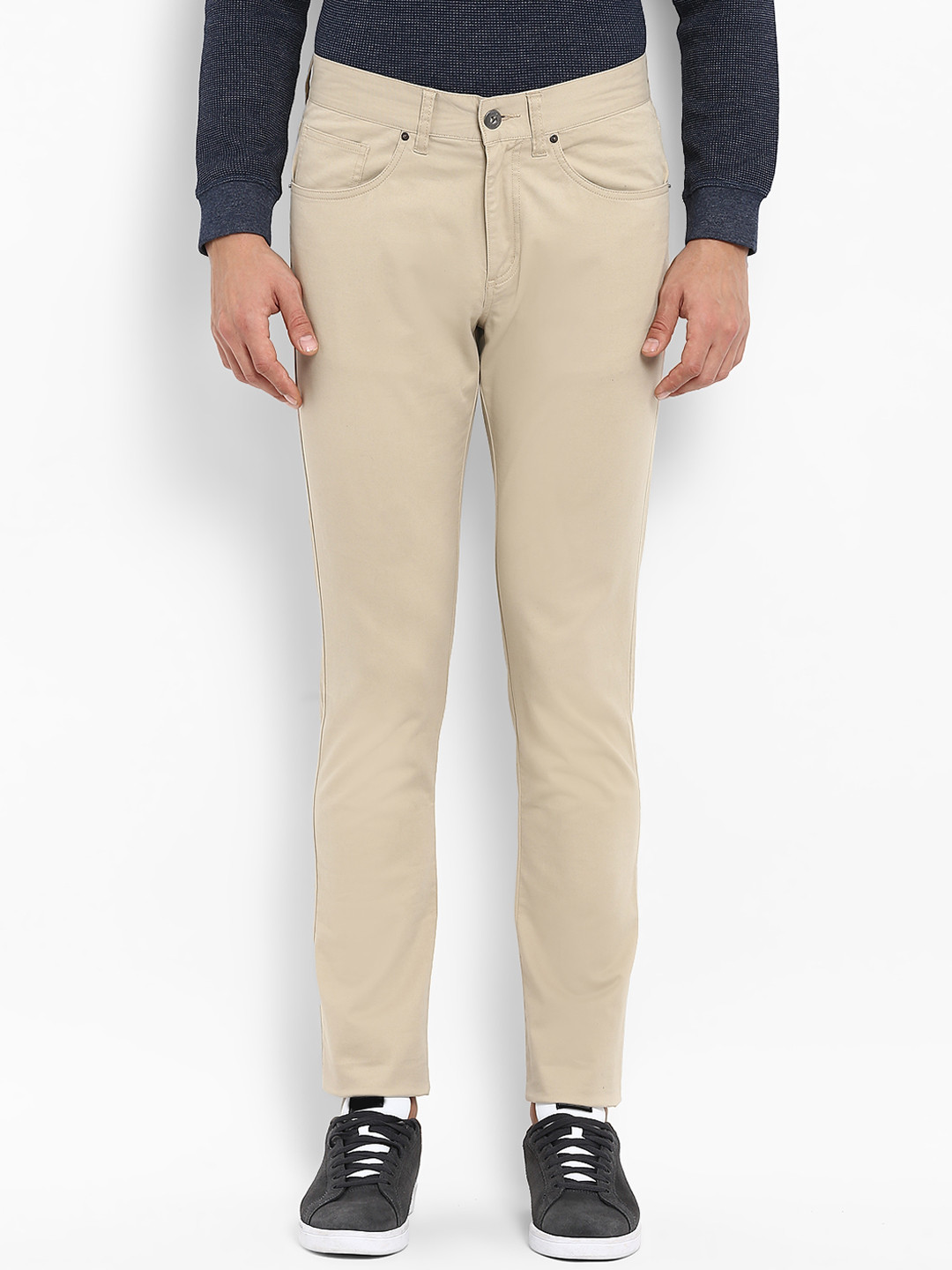 

Red Tape Men Beige Slim Fit Solid Regular Trousers