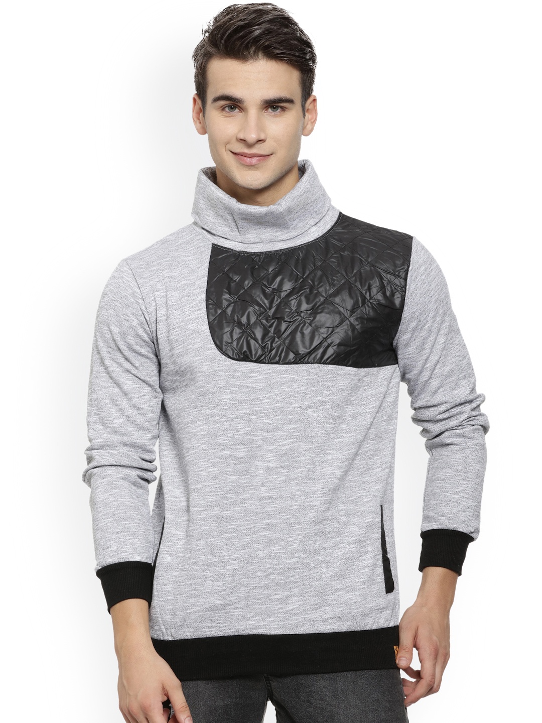 

Campus Sutra Men Grey & Black Colourblocked Sweatshirt