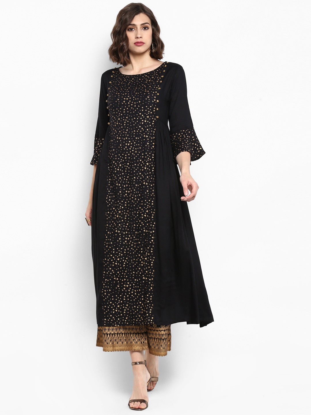 

Varanga Women Black Printed Kurta with Palazzos