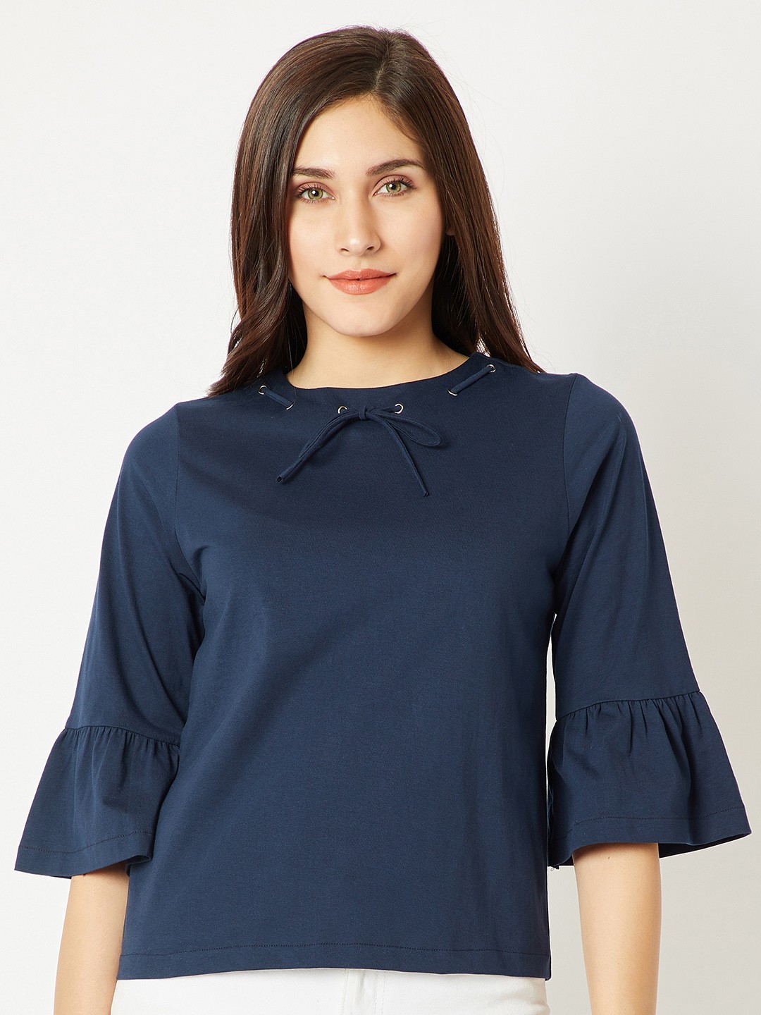 

Miss Chase Women Navy Blue Solid Top