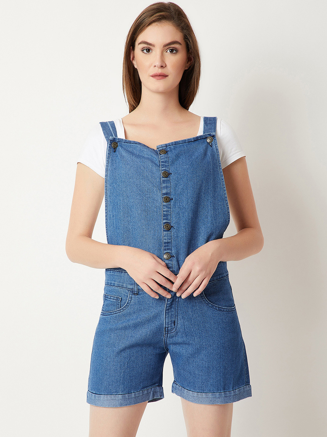 

Miss Chase Women Blue Slim Fit Denim Dungaree