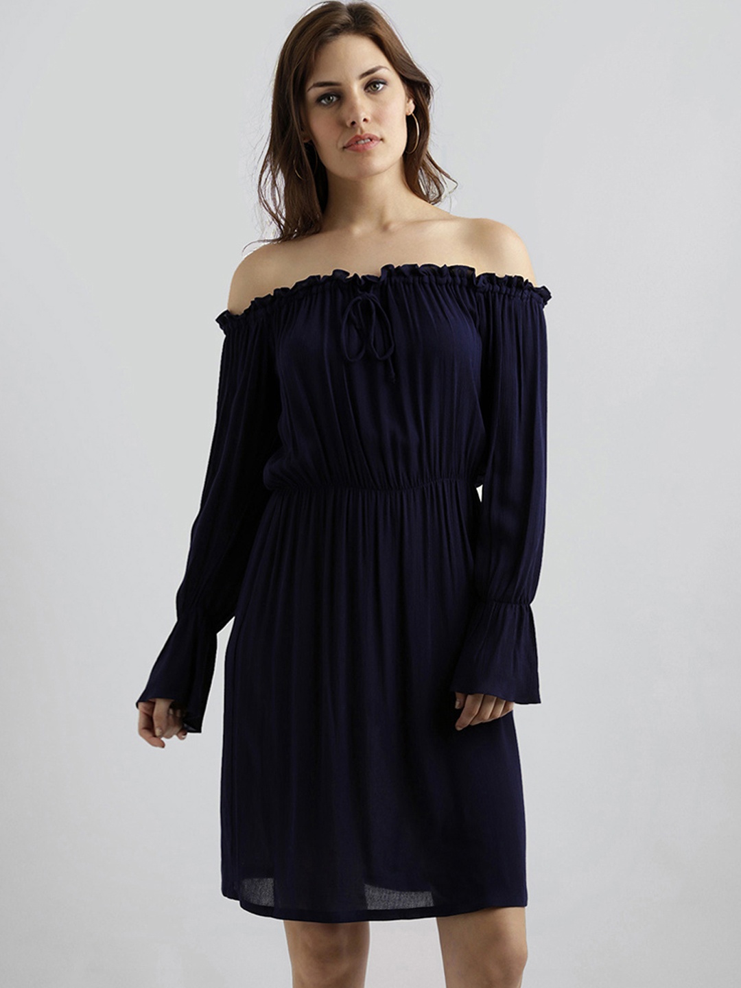 

Miss Chase Women Navy Blue Solid Blouson Dress