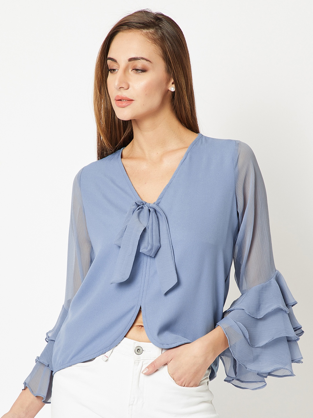 

Miss Chase Women Blue Solid A-Line Top