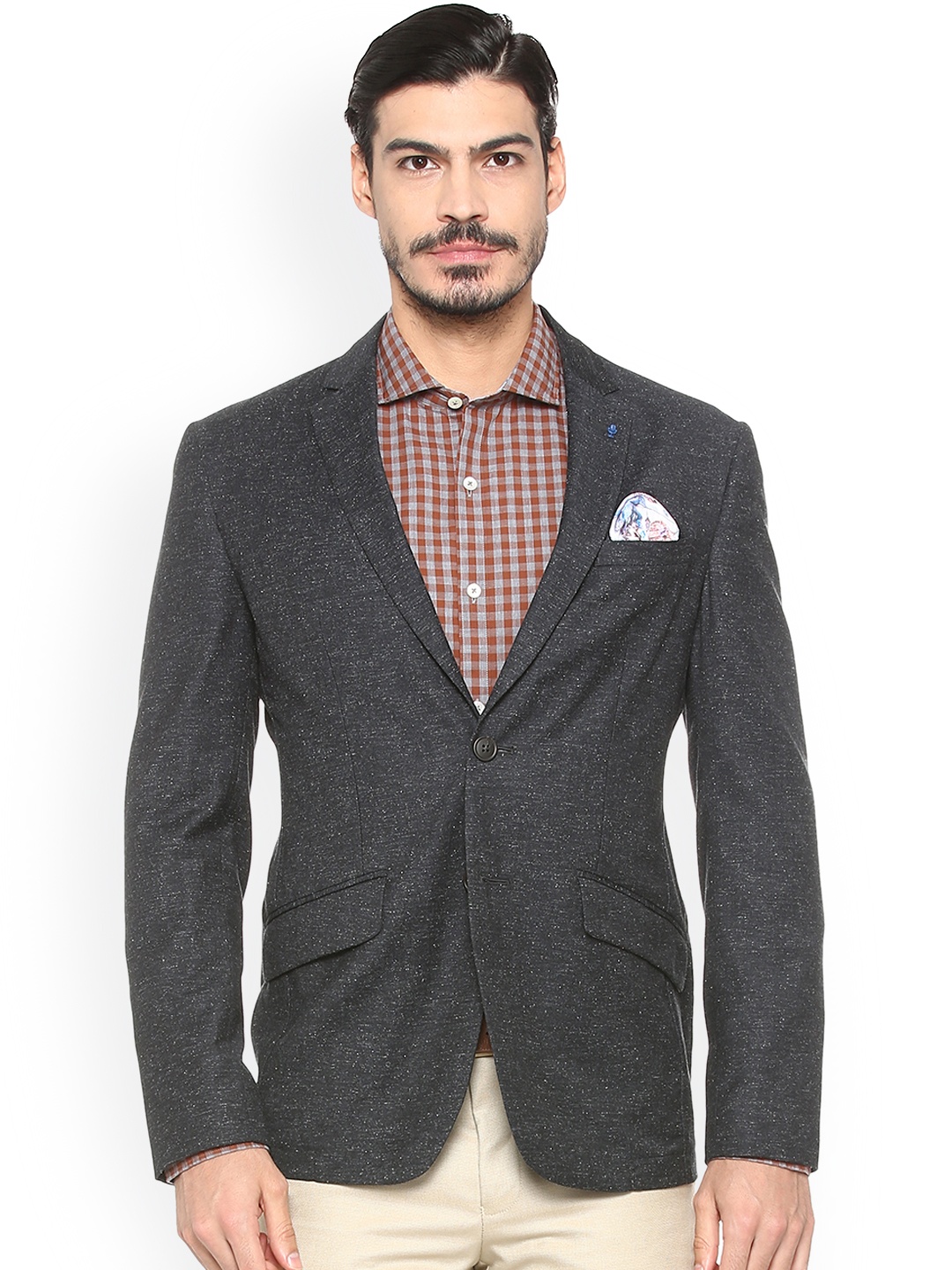 

SIMON CARTER LONDON Men Black Solid Slim Fit Blazer, Grey