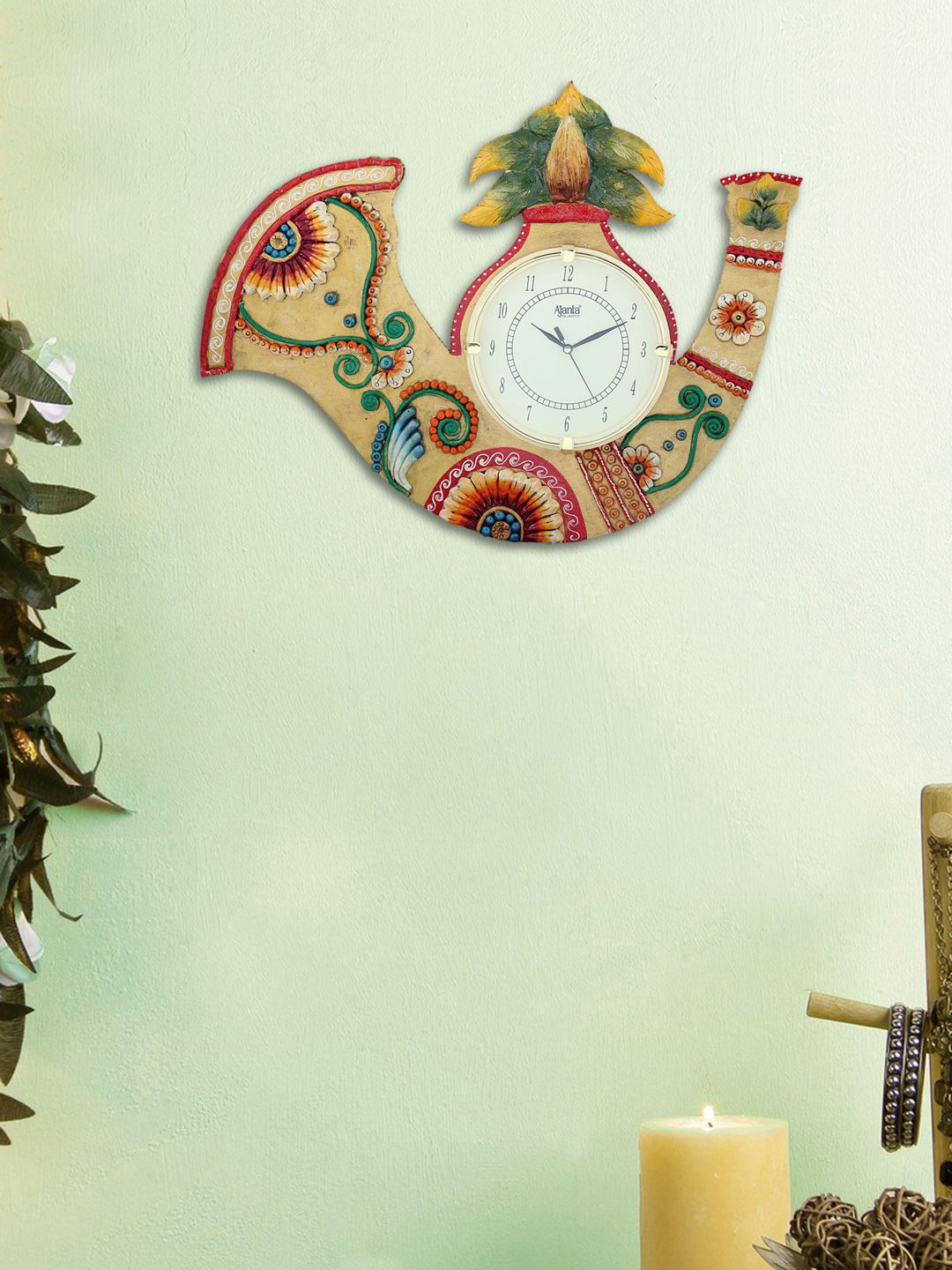 

999Store Multicoloured Handcrafted Quirky Textured Analogue Wall Clock, Multi