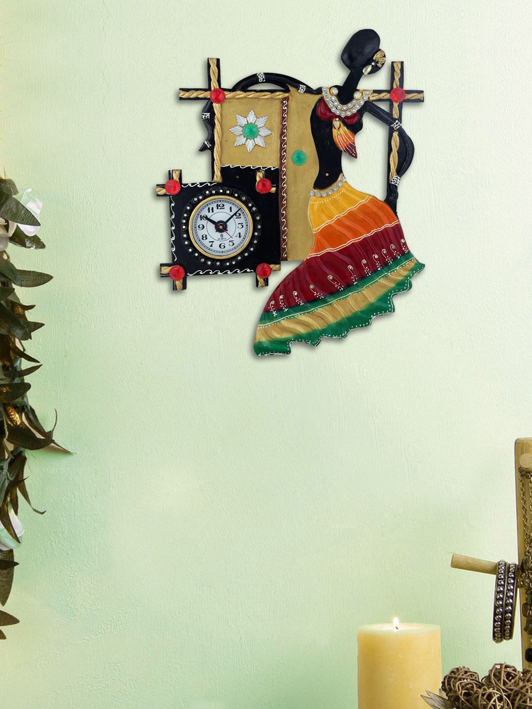 

999Store Multicoloured Quirky Embellished Analogue Wall Clock, Multi