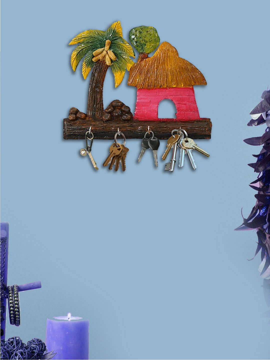 

999Store Multi Coloured Hand Painted Wooden Key Holder