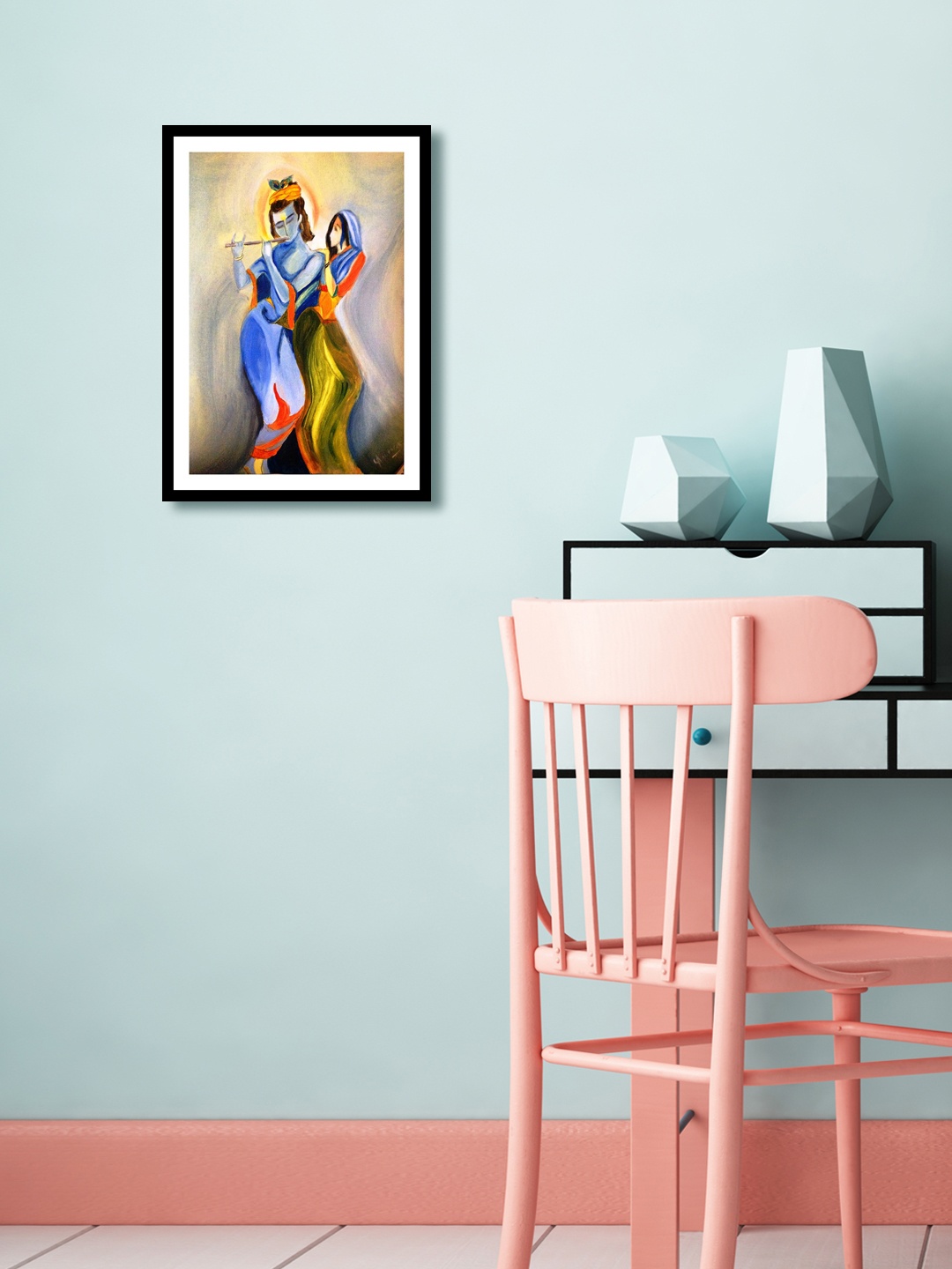 

999Store Multicoloured Radha Krishna Wall Painting, Multi