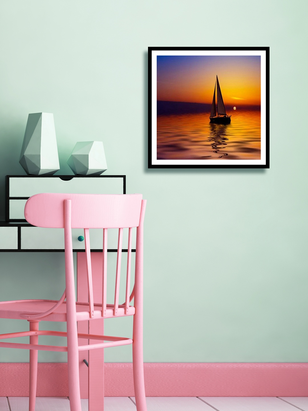 

999Store Multicoloured Boat Wall Painting, Multi